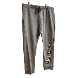 Disney Women's Gray Mickey Mouse Print Drawstring Jogger Pants Size XL 15/17